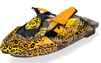 Wake Leopard Sea-Doo Spark Graphics Yellow Orange Less Coverage