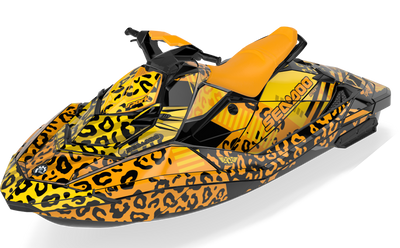 Wake Leopard Sea-Doo Spark Graphics Yellow Orange Partial Coverage