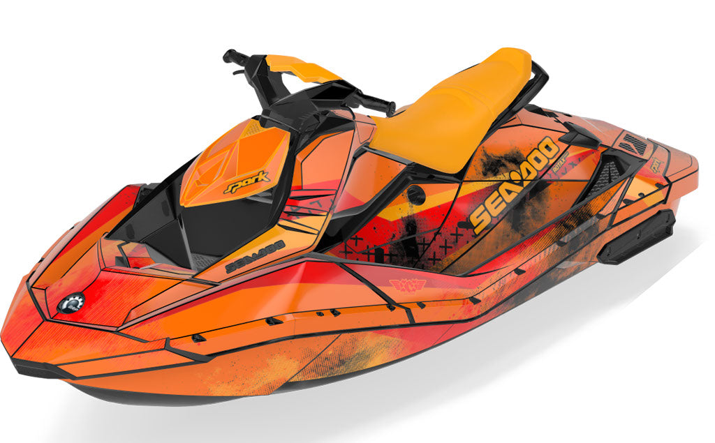 Wave Crew Sea-Doo Spark Graphics Manta Green Partial Coverage