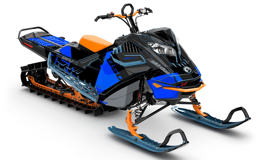 Whiteroom Blue DrkGrey Ski-Doo REV Gen4 LWH - Summit Premium Coverage Sled Wrap