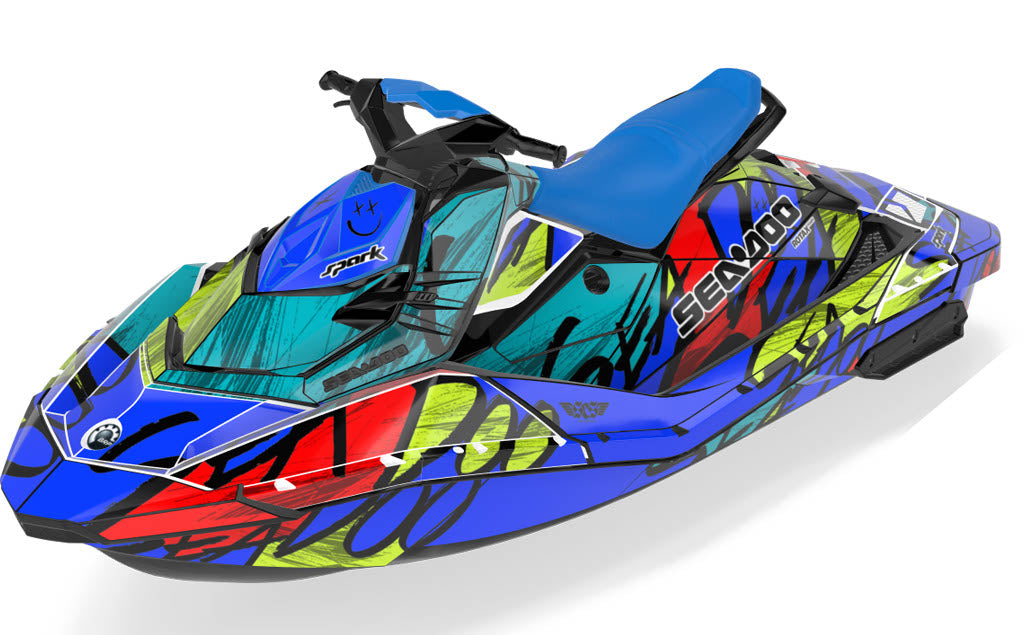 Zoovie Sea-Doo Spark Graphics Blue Red Less Coverage