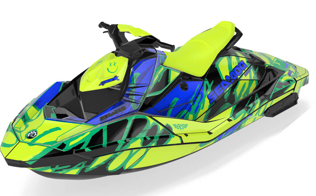 Zoovie Sea-Doo Spark Graphics Green Blue Partial Coverage